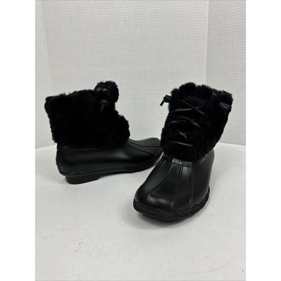 Sperry Saltwater Quilted Faux Fur Boot Women's 6.5 Black NWOB + Rubber Scuffs - Picture 14 of 14